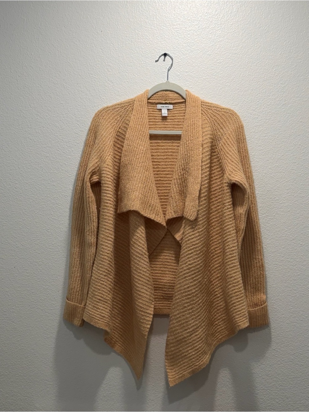 Nine West Lightweight Open Front Beige Knit Cardigan Ladies Sz Small